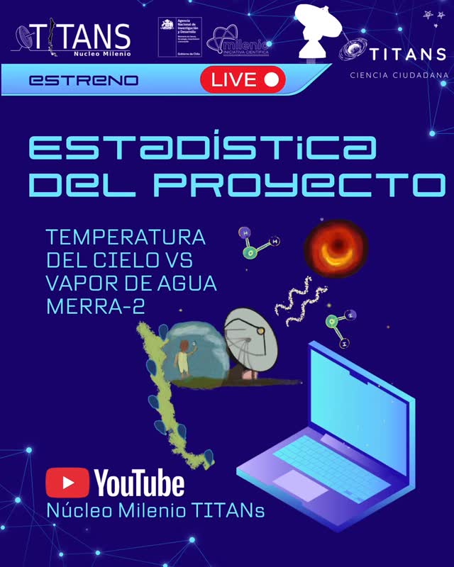 🌫️🔬 ¡NO TE LO PUEDES PERDER!
Este VIERNES 11 de noviembre tenemos LIVE exclusivo 🎥
🎉 ESTRENAMOS la nueva sección de ANÁLISIS ESTADÍSTICO en nuestra plataforma: https://titans.dataobservatory.net/
✨ Lo que aprenderán nuestros estudiantes científicos:
📊 Estadística de nuestra base de datos vs datos satelitales
📈 Comparación entre grupos participantes
🔍 Ajuste entre temperatura del cielo y vapor de agua satelital
🎯 Perfecto para estudiantes que ya están participando en el proyecto y público general!
📅 Fecha: Viernes 21 de noviembre
🕒 Hora: 13:00 hrs
📍 Transmisión: En nuestra canal de Youtube Núcleo Milenio TiTANS
🖇️ https://youtube.com/live/WnL5lUl3cAc?feature=share
👉 ¡Todos están invitados!
#CienciaCiudadana #EducaciónSTEM #VaporDeAgua #Meteorología
#CienciaEnChile #AprendizajePráctico #DatosCientíficos
#ProyectoEscolar #NASA #MERRA2 #Estadística #AnalisisDeDatos
#CienciaParaTodos #InnovaciónEducativa