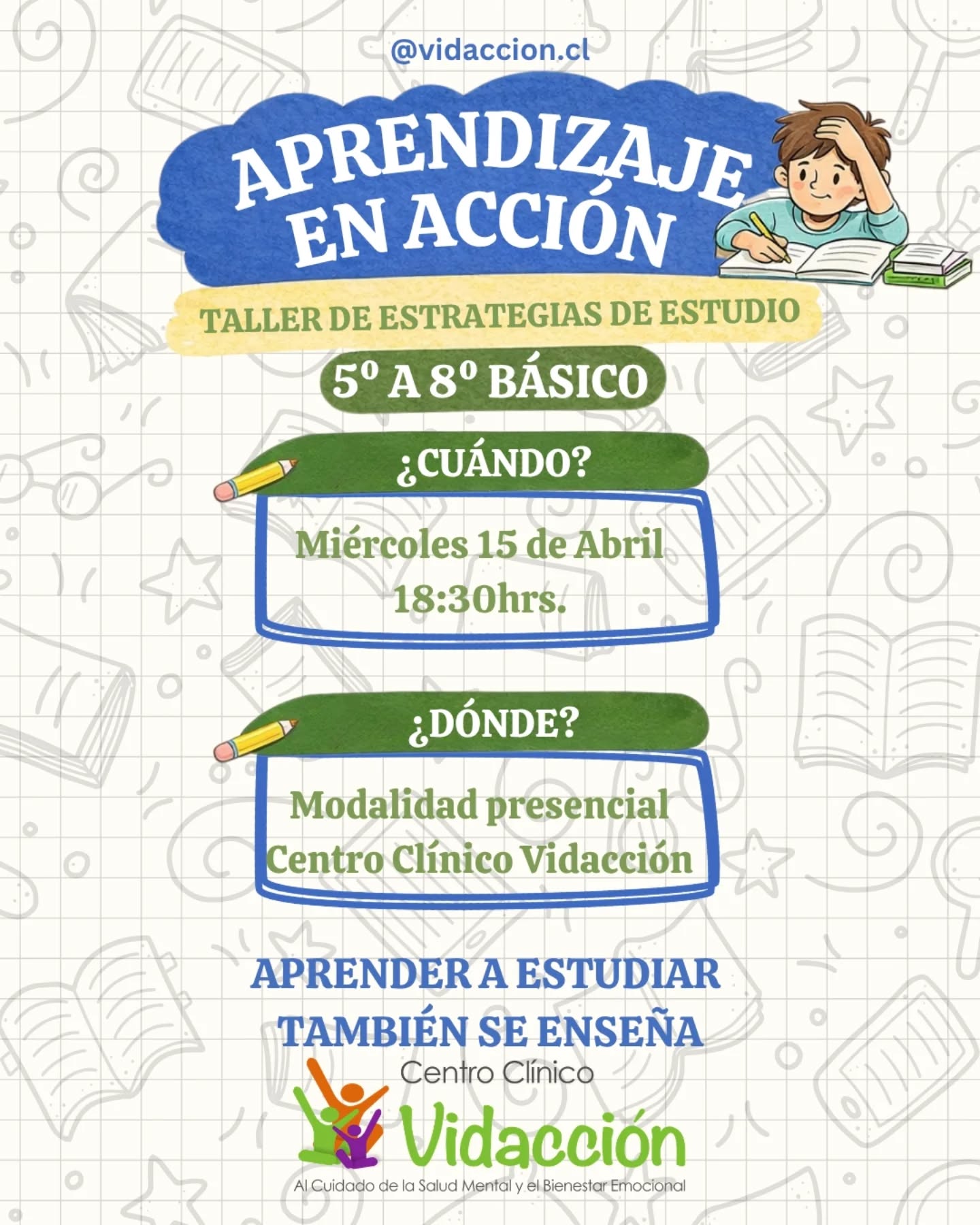NUEVO TALLER EN VIDACCIÓN ¿A tu hijo o hija le cuesta organizarse para estudiar ¿Deja tareas para úl…